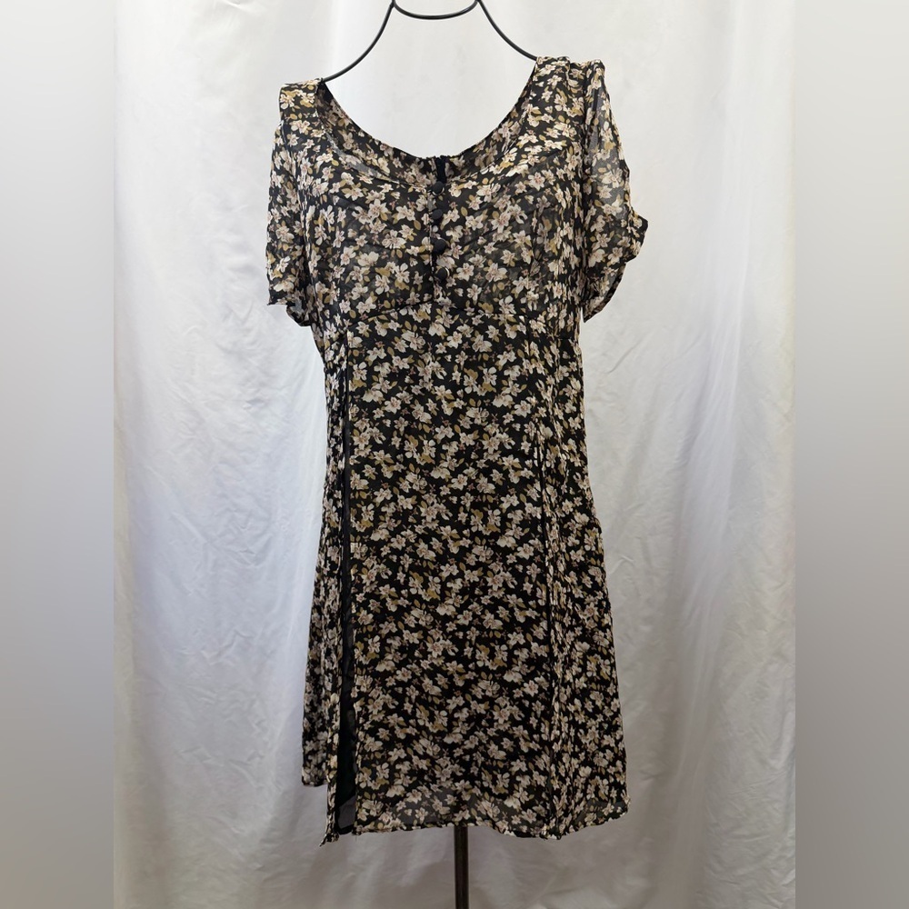 Sans Souci sheer floral fit and flare mini dress size M